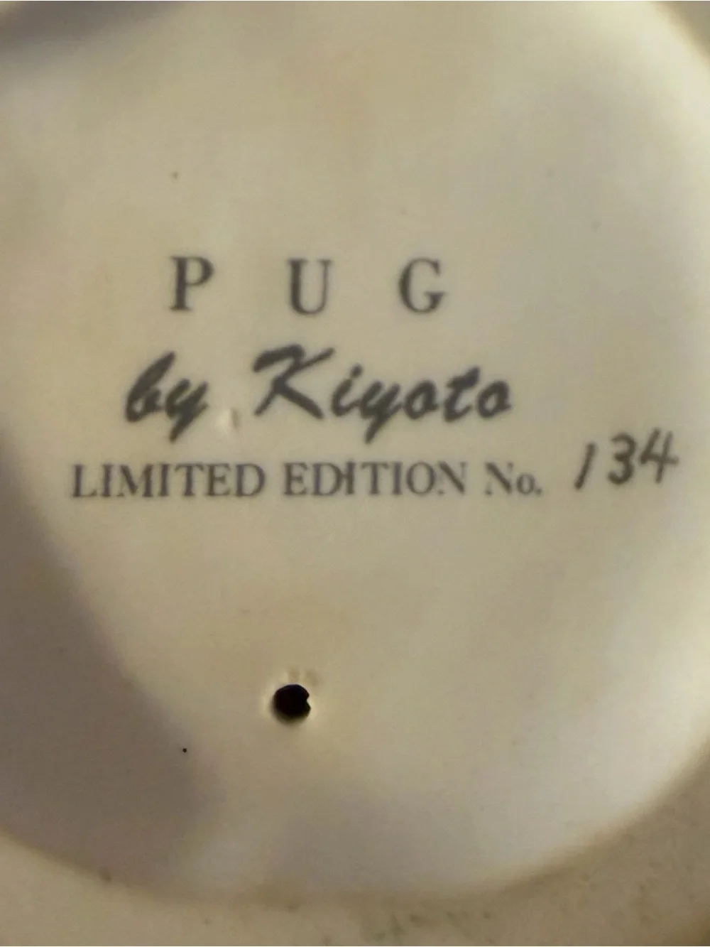 RARE Low #134 Kiyoto Ceramic Pug Figurine - Lifelike Glass Eyes Collectible